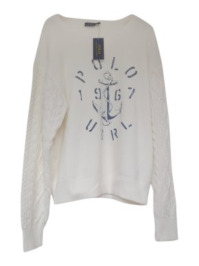Polo Ralph Lauren White Fleece Sweatshirt