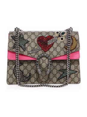 Gucci Supreme Sequin-Embroidered Pierced Heart Dionysus Bag