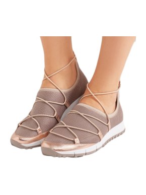 Jimmy Choo Andrea metallic leather-trimmed mesh sneakers