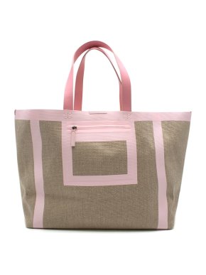 Victoria Beckham Simple leather-trimmed linen-canvas tote