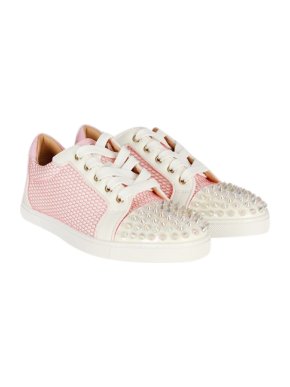 Christian Louboutin White & Pink Gondolita Spikes Sneakers
