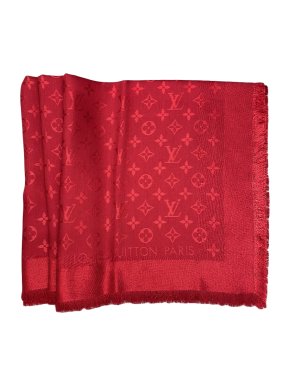 Louis Vuitton red silk monogram shawl