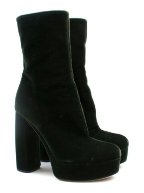 Miu Miu Velvet Platform Ankle Boots