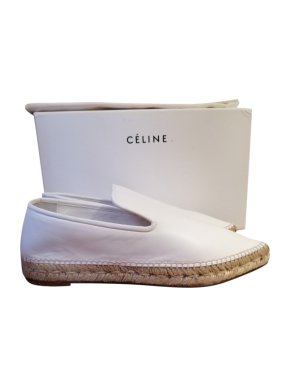 Celine white leather babouche espadrilles