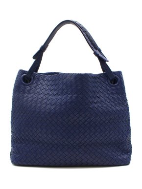 Bottega Veneta Blue Intrecciato Leather Tote Bag