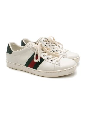 Gucci Ace Crocodile-Trimmed Leather Sneakers
