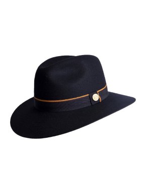 Holland Cooper Navy Wool Trilby Hat