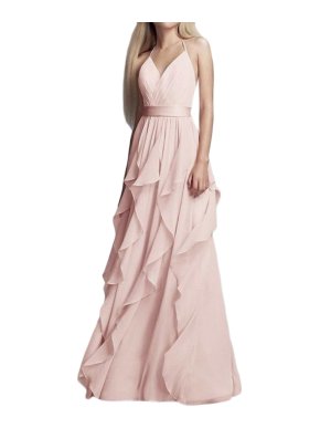 Vera Wang Blush Pink Ruffled Gown