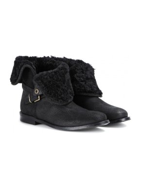 Burberry Garton Black Shearling Suede Ankle Boot