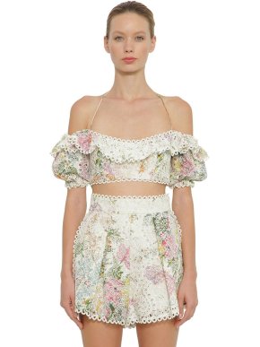 Zimmermann Zimmerman Heather linen and lace top and shorts suit