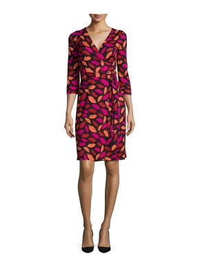 Diane Von Furstenberg Julian Two Lip Print Wrap Dress