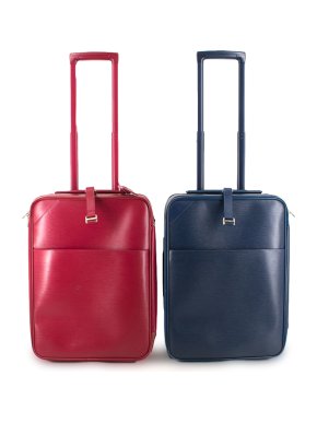 Louis Vuitton Red & Blue Pegase 55 Suitcase Set