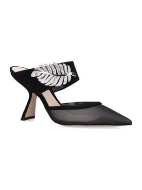 Nicholas Kirkwood Monstera crystal-embellished suede and mesh mules