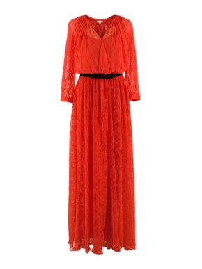 Manoush Belted Red Lace Maxi Dress