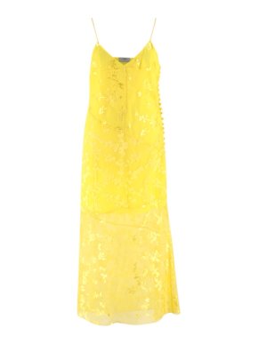 Preen By Thornton Bregazzi Yellow Sheer Floral Midi Dress