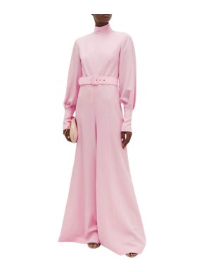 Emilia Wickstead Elvis high-neck belted wool-crepe jumpsuit
