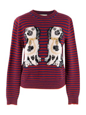 Gucci Dog Patch Striped Wool Jumper