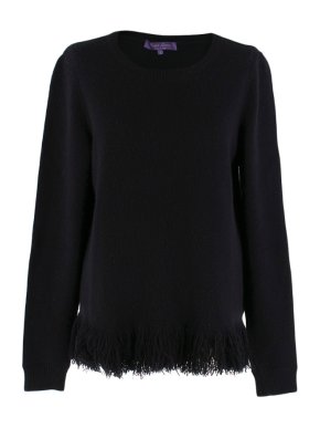Ralph Lauren Black Cashmere Fringed Jumper