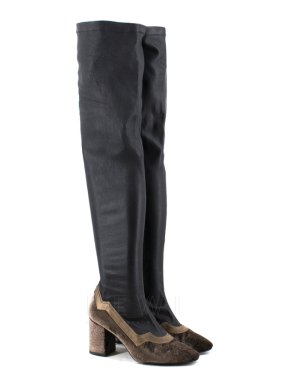 MR Velvet Faux Leather OTK Boots