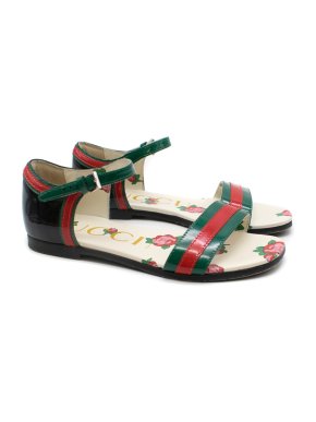 Gucci Kids Abby Patent Leather Red & Green Sandals