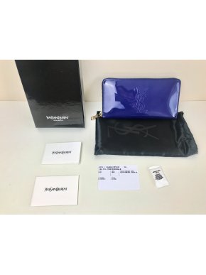 Yves Saint Laurent Royal Blue Belle de Jour Zip Around Wallet