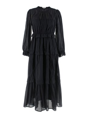 Isabel Marant Etoile Black Long Ruffled High Neck Dress