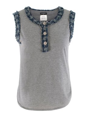 Chanel Grey Tweed Trim Top