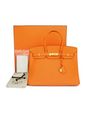 Hermes Orange Togo Leather 35 cms Birkin