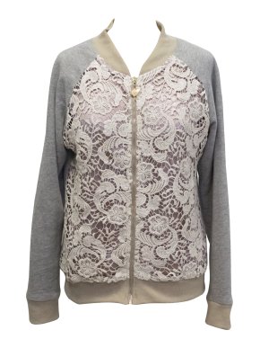 Miss Patina lace zipped jersey top