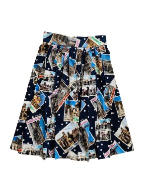 Dolce & Gabbana Polka Dot Postcard Print A-Line Skirt