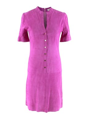 Jitrois Magenta Velour Button Down Mini Dress