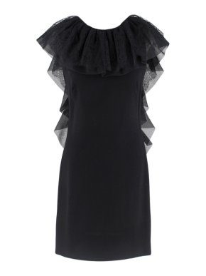 Azzaro Gazette Wool Backless Lace Dress