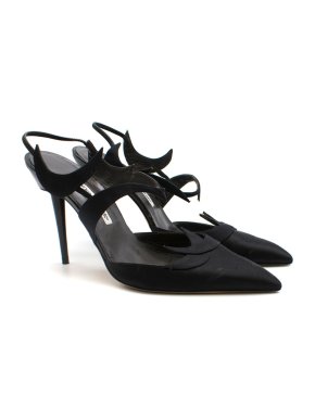 Manolo Blahnik Black Slingback Swirled Sandals
