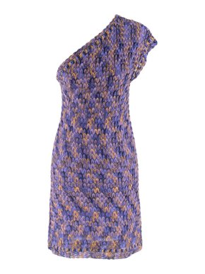 Missoni One Shoulder Purple Knit Mini Dress