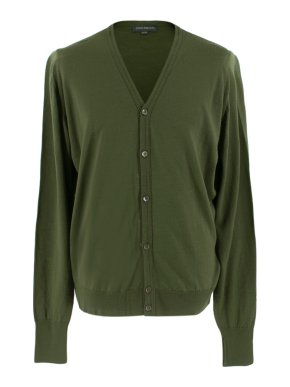 John Smedley Whitchurch Green Wool Cardigan