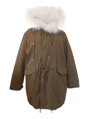 Weekend by Max Mara Khaki Parka With White Rabbit Fur Trim