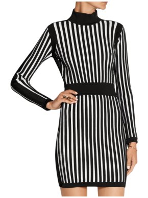 Balmain Striped Stretch-knit Mini Dress