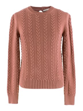 Chloe Marron Rouge Cotton Cable Knit Sweater