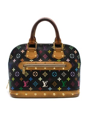Louis Vuitton Black Multicolor Studded Monogram Alma Tote