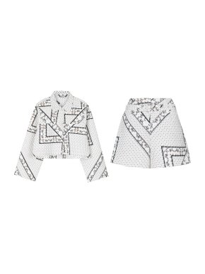 Ganni Elkhart Scarf Print Short Jacket & Shorts