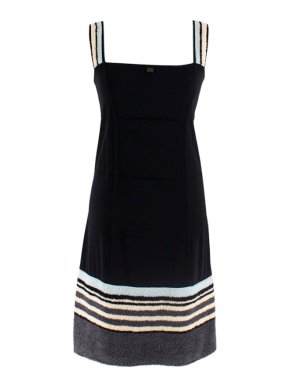 Chanel Identification Black Beach Dress W/ Towel Trim & Straps