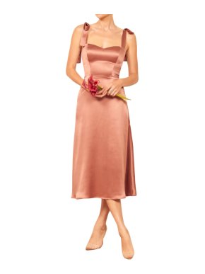 Reformation Pink Satin Midi Dress