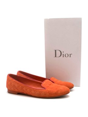 Christian Dior Orange Suede Cannage Loafers