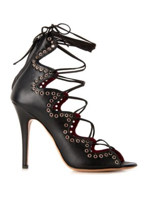 Isabel Marant Black Lelie Lace-Up Leather Sandals