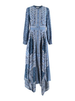Altuzarra Blue Multi-Print Shirt Midi Dress