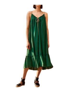 Three Graces London Agatha Midi Ruffle Dress