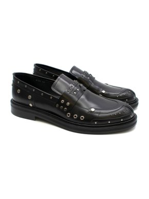 Versace Black Studded Leather Loafers