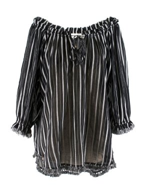 Zimmermann Aerial fringe-trimmed striped cotton-gauze tunic