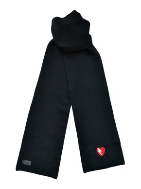 Saint Laurent black wool heart motif scarf