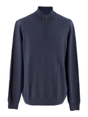 Hackett Navy Blue Zip-Neck Sweater